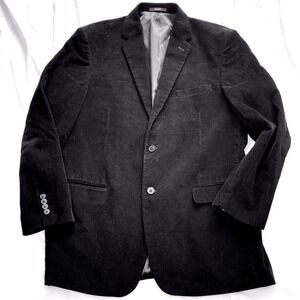 ADOLFO Black Plush Corduroy Sport Coat 2 Button Blazer Jacket 44L